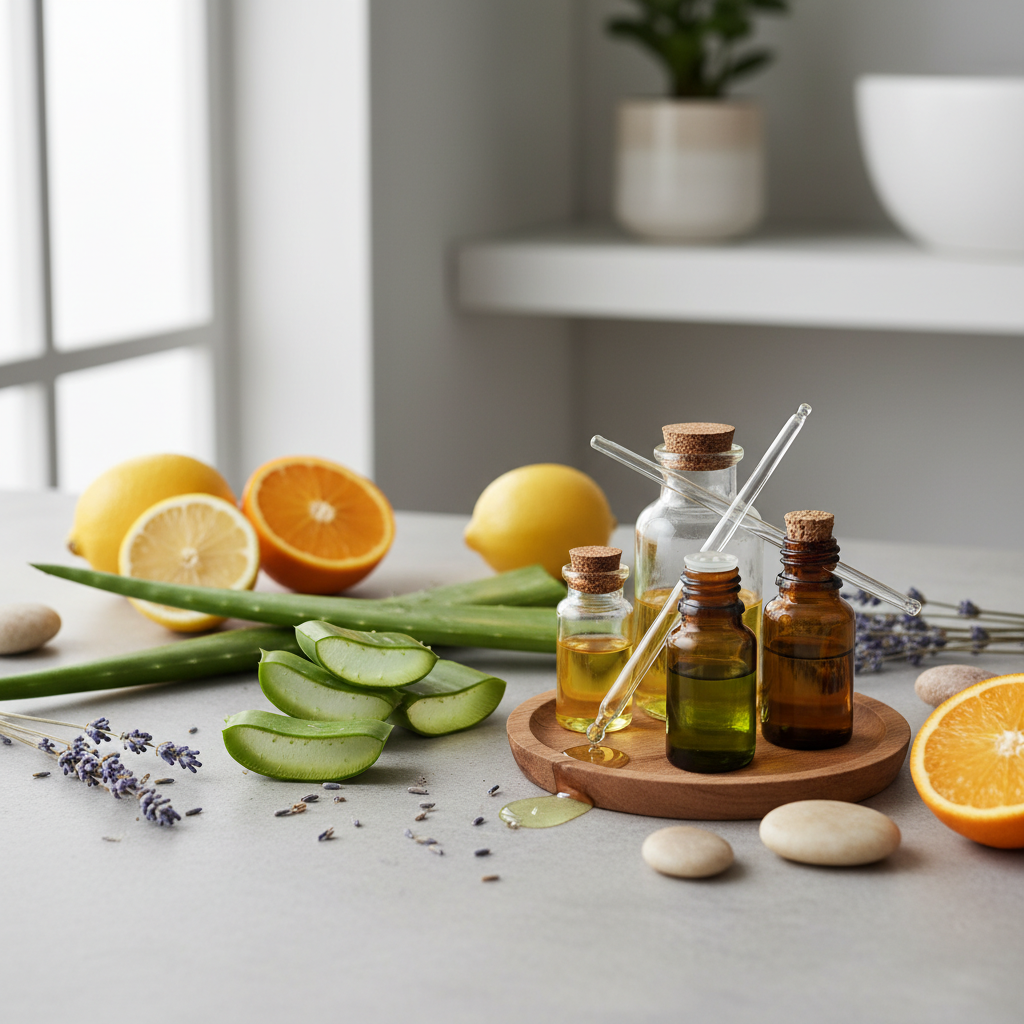 Ingredientes naturales como aloe vera y aceites esenciales