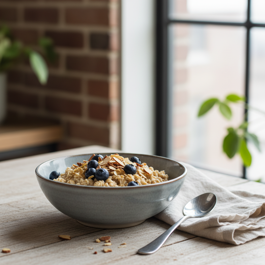 Avena orgánica en un cuenco de cerámica